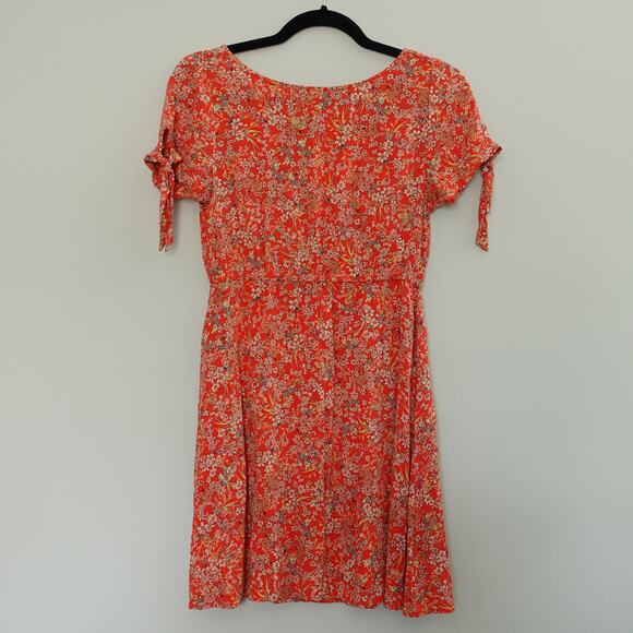 O'neill Orange Floral Multicolor Light Flowy Short Sleeve Mini SunDress Size XS - Picture 1 of 9